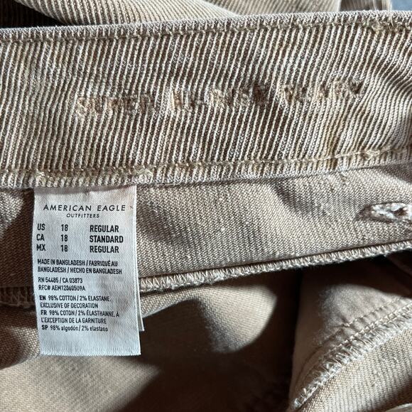 American Eagle Corduroy Pants Women 18 Beige Bootcut Button Fit High Rise Hippie - Picture 9 of 13